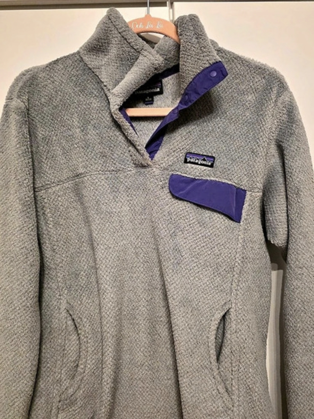 Patagonia Women's Re-Tool Snap-T Pullover Gray & Purple Fleece